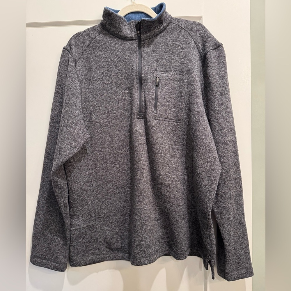 Woolrich Pullover Sweater Mens Medium Mock Neck 1/4 Zip Gray Long Sleeve
